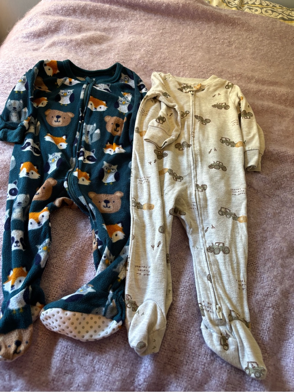 PJ Place Baby Animal Print Footie and Carter’s onesie Size 6-9M